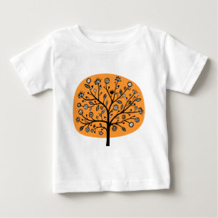 Stylised Flower Tree - Light Orange Baby T-Shirt