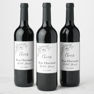 Stylised flowering branch Bridal Shower  Wine Labe Label