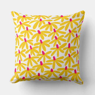 Stylised Flowers - Amber, Crimson and White Cushion