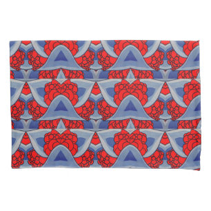 stylised flowers and leaves print pillowcase