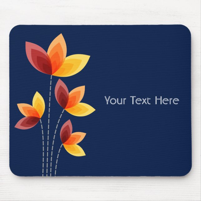 Stylised Flowers - Dark Blue 001744 Mouse Pad (Front)