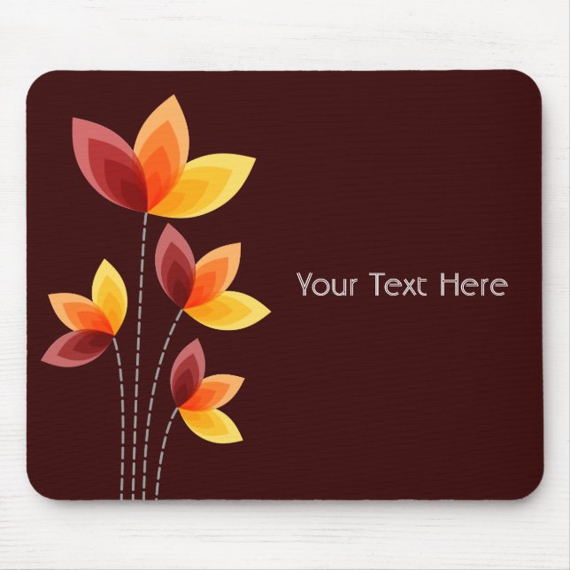 Stylised Flowers - Dark Brown 330000 Mouse Pad (Front)