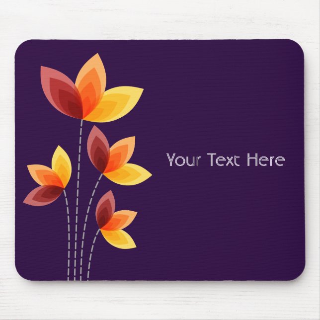Stylised Flowers - Deep Purple 25003a Mouse Pad (Front)