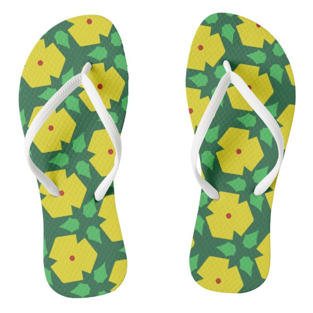 Stylised Flowers Flip Flops (Footbed)