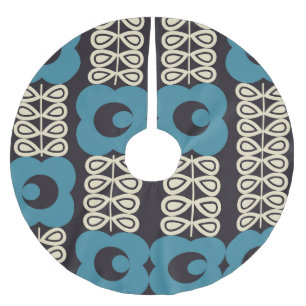 Stylised Flowers: Modern Vintage Geometric. Brushed Polyester Tree Skirt