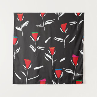 Stylised Flowers: Vintage Pattern Elegance Tapestry