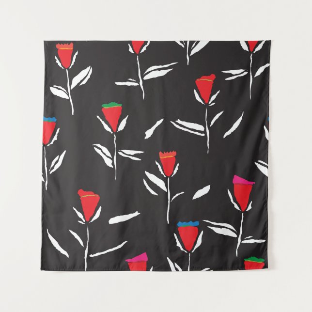 Stylised Flowers: Vintage Pattern Elegance Tapestry (Front)