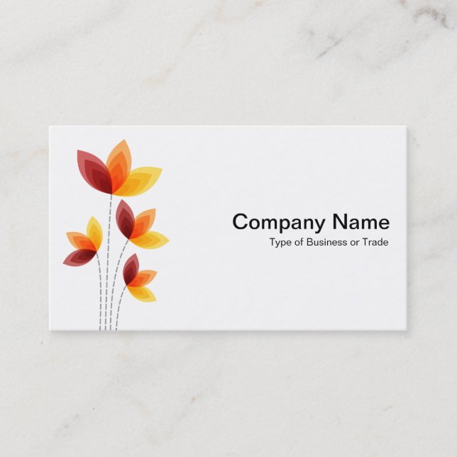 Stylised Flowers - White Business Card (Front)