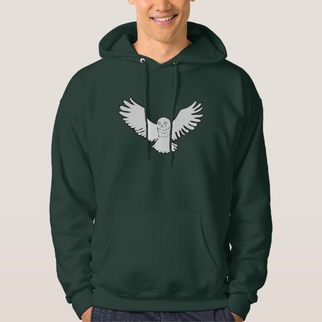 Stylised Flying Snowy Owl Hoodie (Front)