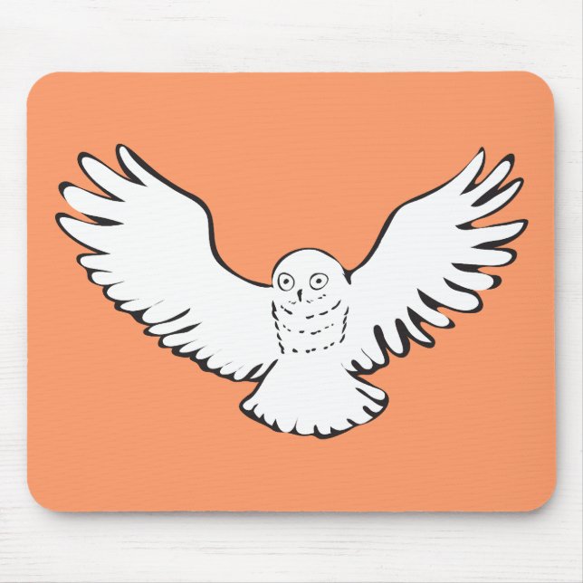 Stylised Flying Snowy Owl Mouse Pad (Front)