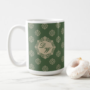 Stylised Foulard Design in Sage Green Coffee Mug