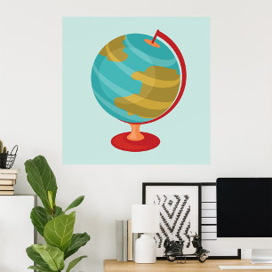 Stylised Globe Poster