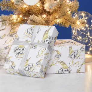 Stylised GOATS Peace on Earth GOLD Wrapping Paper