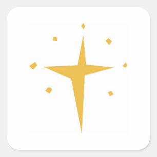 Stylised Gold Star Cross Square Sticker