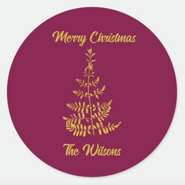 Stylised Gold Tree Holiday Classic Round Sticker (Creator Uploaded)