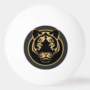 Stylised Golden Tiger Logo Design Ping Pong Ball