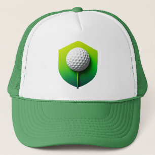 Stylised Golf Ball Icon with Green Background Trucker Hat