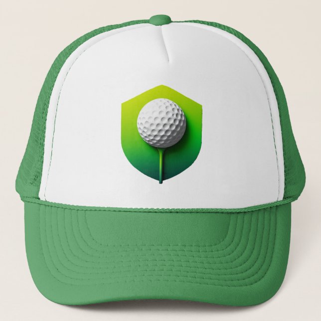 Stylised Golf Ball Icon with Green Background Trucker Hat (Front)