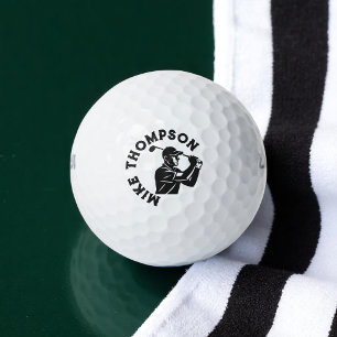 Stylised Golf Player with His Name Balls