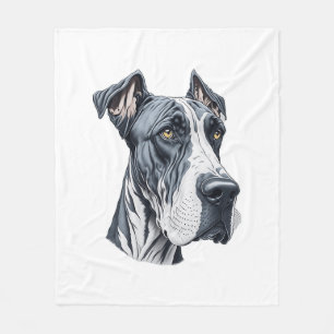 Stylised Great Dane Head Fleece Blanket
