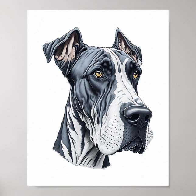 Stylised Great Dane Head  Poster (Front)