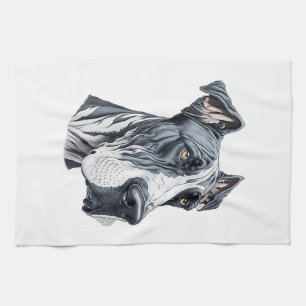 Stylised Great Dane Head Tea Towel