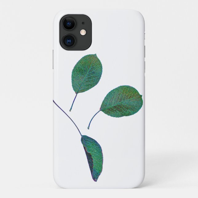 Stylised Green Pear Tree Leaves iPhone 11 Case (Back)