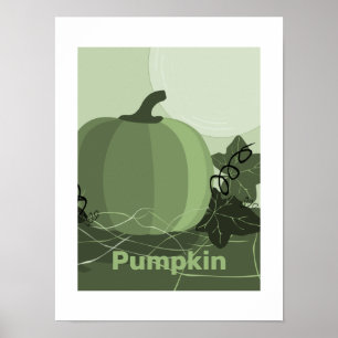 Stylised Green Pumpkin Kitchen Autumn Season Poster