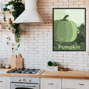 Stylised Green Pumpkin Kitchen Poster