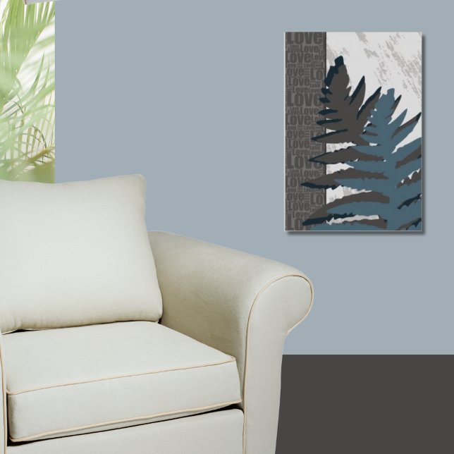 Stylised Grey Fern Leaf  Poster (Stylized Gray Fern Leaf Poster)