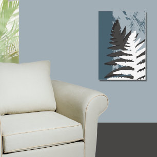 Stylised Grey Fern Leaf  Poster