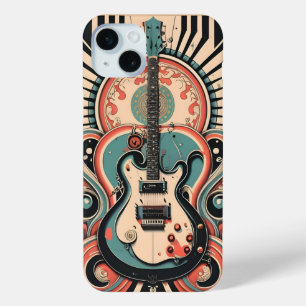 Stylised Guitar art deco Apple iPhone 15 Case