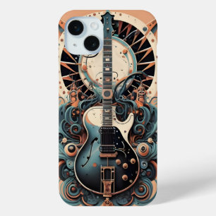 Stylised Guitar art deco Apple iPhone 15 Case