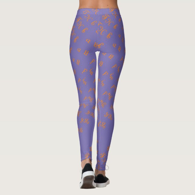 Stylised Happy Thanksgiving text in pattern Leggings (Back)