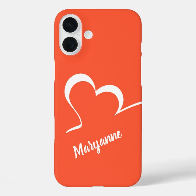 Stylised Heart custom name & colour phone cases (Back)