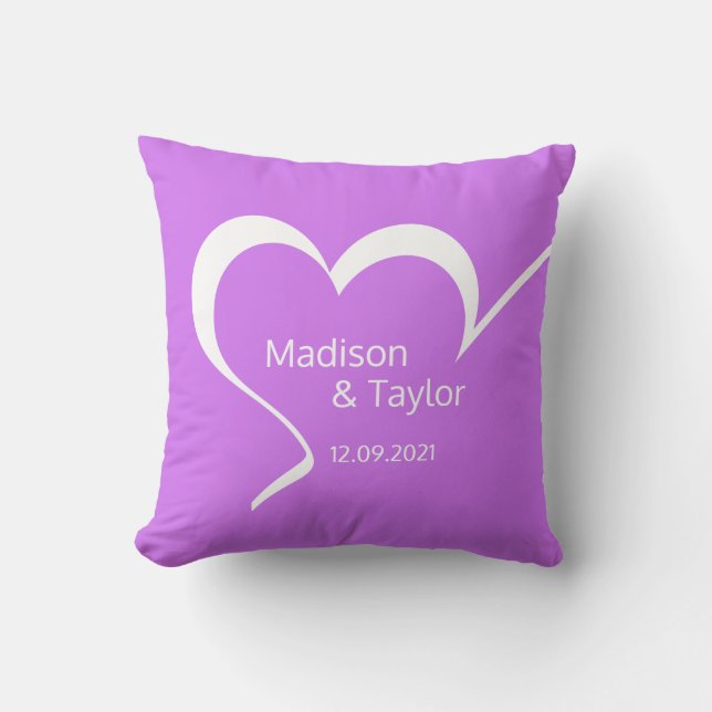Stylised Heart custom name & colour throw pillows (Front)