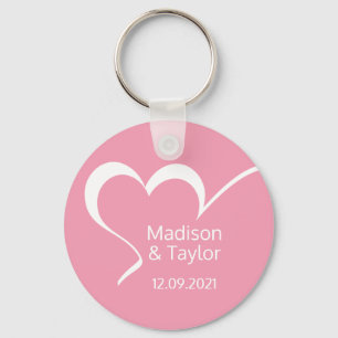 Stylised Heart custom names & colour Key Ring