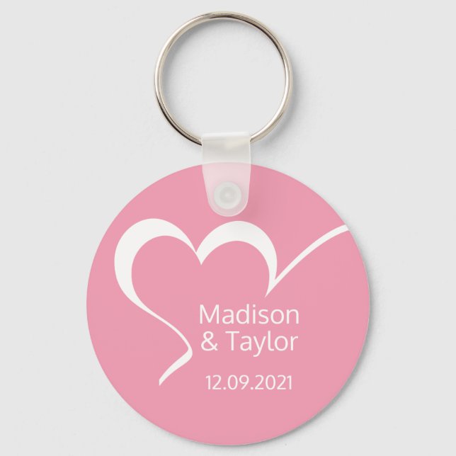 Stylised Heart custom names & colour Key Ring (Front)