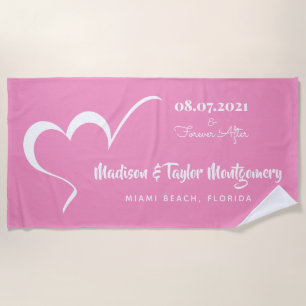 Stylised Heart custom text & colour beach towel