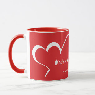 Stylised Heart custom text & colour mugs