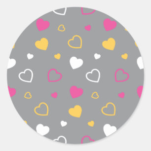 Stylised hearts pattern 3 classic round sticker