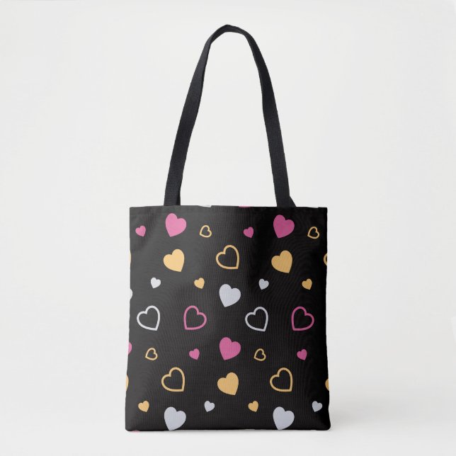 Stylised hearts pattern 3 tote bag (Front)