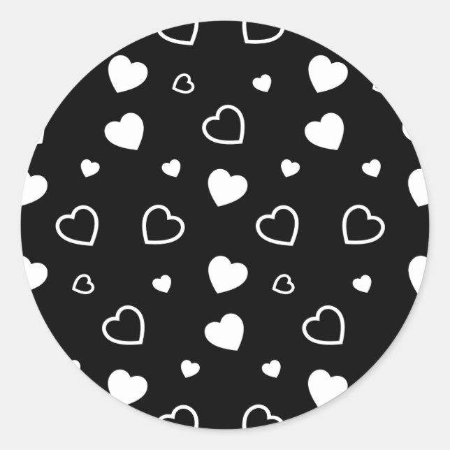 Stylised hearts pattern 5 classic round sticker (Front)