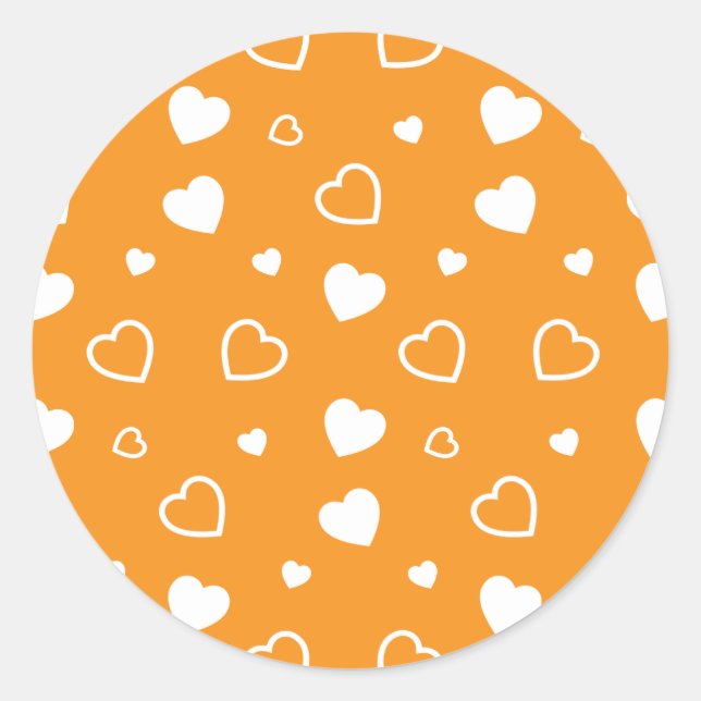 Stylised hearts pattern 8 classic round sticker (Front)