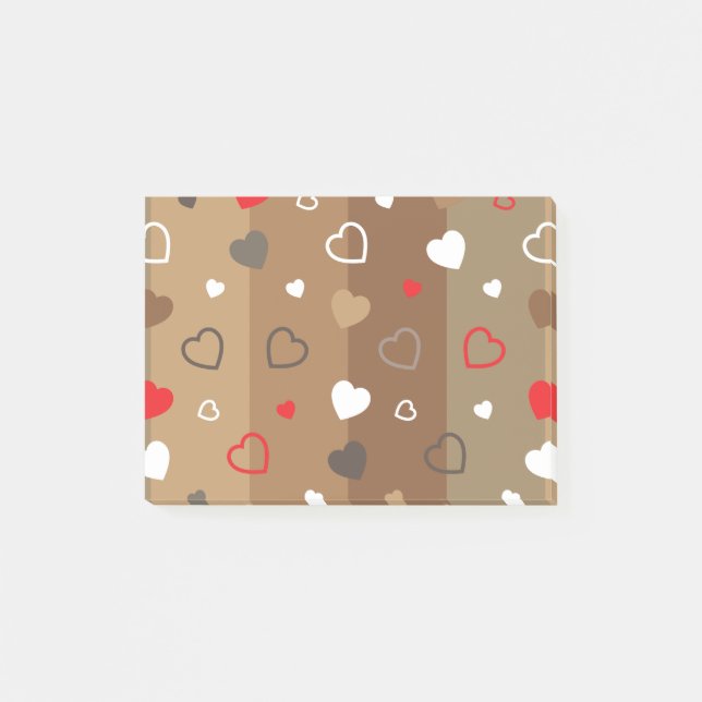 Stylised hearts pattern 9 post-it notes (Front)