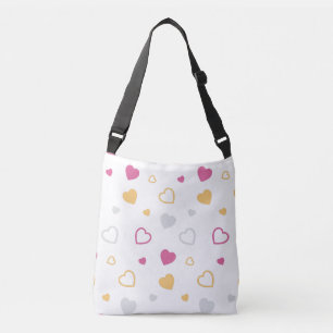 Stylised hearts pattern crossbody bag