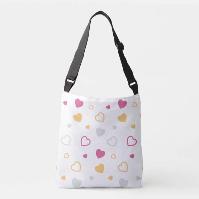 Stylised hearts pattern crossbody bag (Front)
