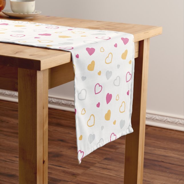 Stylised hearts pattern medium table runner (In Situ)