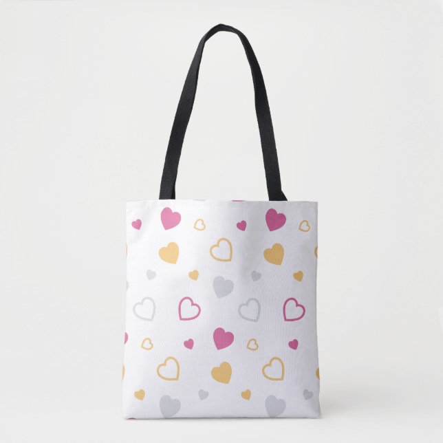 Stylised hearts pattern tote bag (Front)