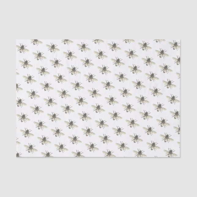 Stylised Honeybee on White Tissue Paper (Front)